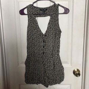 Forever21 black and white floral romper